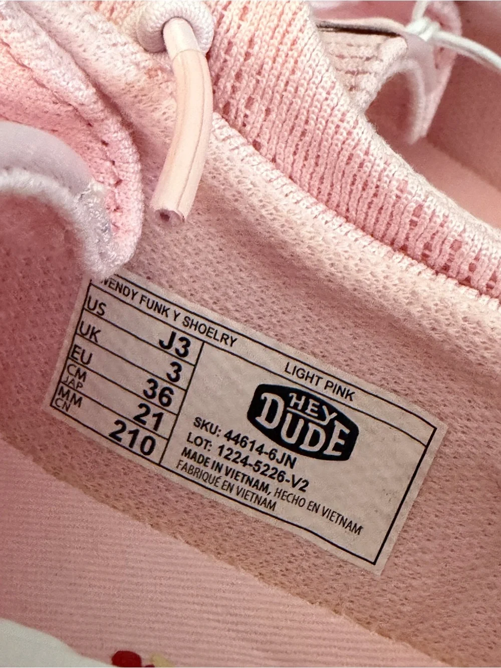 NWT Hey Dude Kids Pink Slip-On Sneakers with Bead Detail Size J3